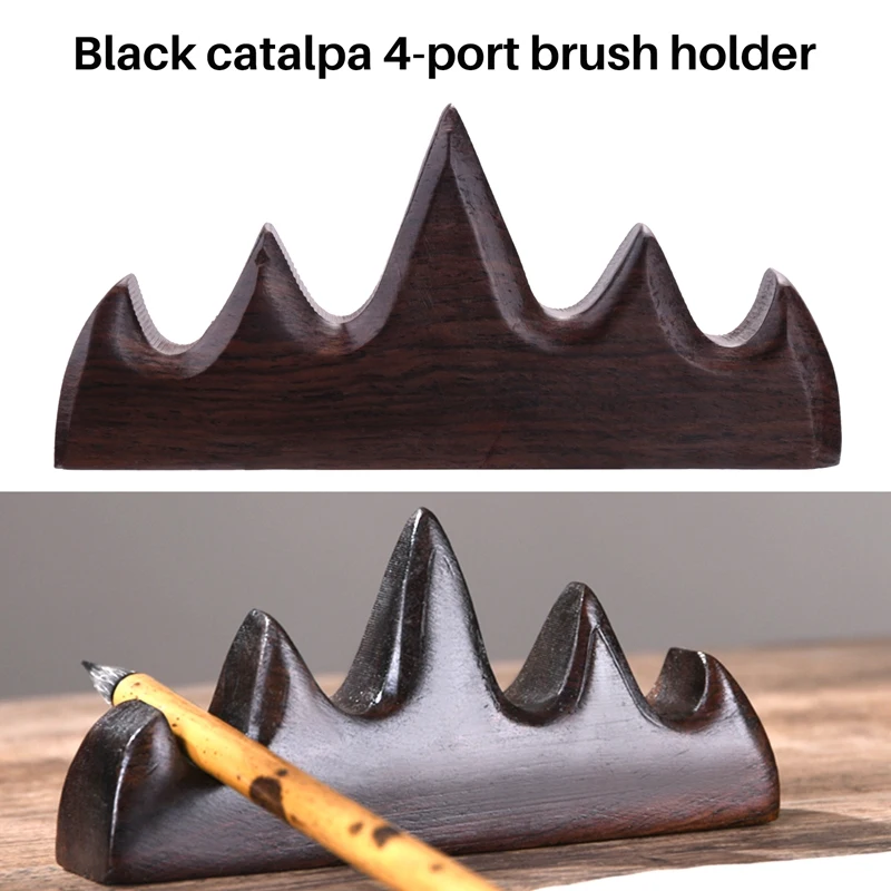 Calligraphy Brush Holder Chinese Brush Holder Brush Rest Wood Five-Finger Mountain Shape Suitable For Beginners Practice