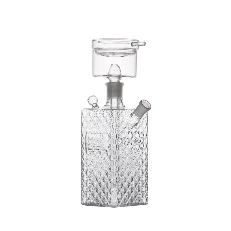 Travel Cube Glass Hookah Set Narguile Sheesha Chicha Nargile Cachimbas Whisky Square Bottle Shisha Big Size Bowl Charcoal Lid