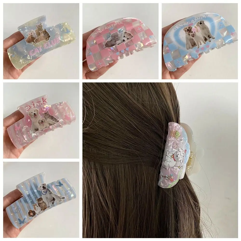 Cute Acrylic Dog Hair Claw Printing Puppy Cat Hair Clip Grab Clip Korean Animal Shark Clip Streetwear image 3