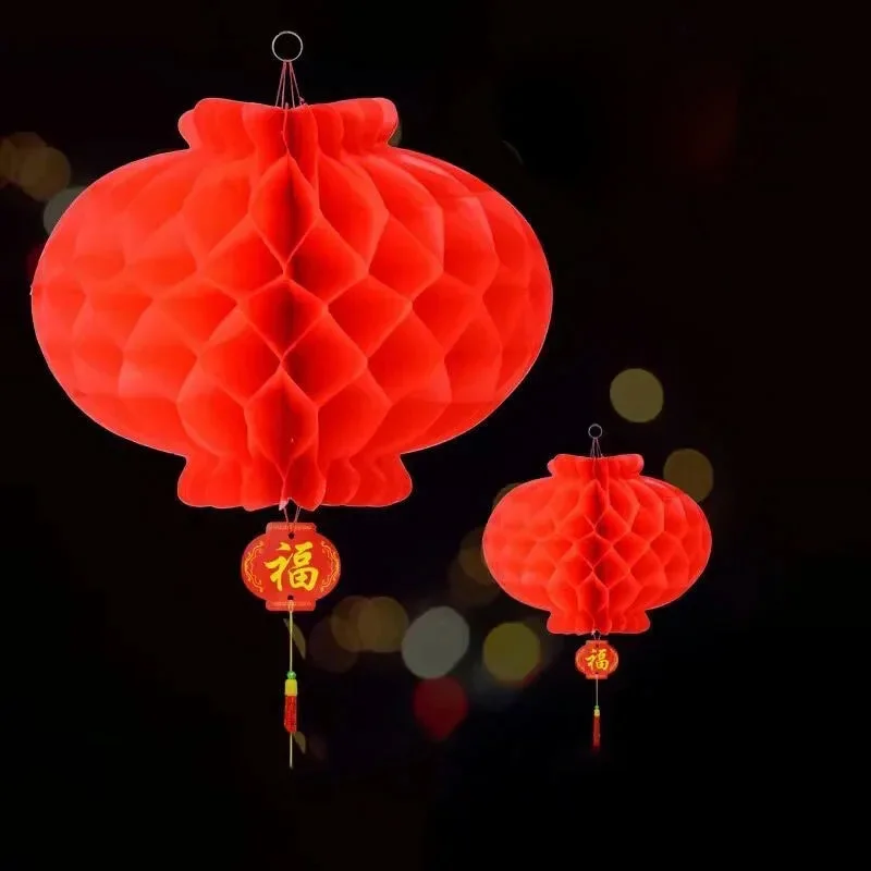 12/15/20/25/30cm Traditional Chinese Red Plastic Lantern for 2022 Chinese New Year Decoration Hang Waterproof Festival Lanterns