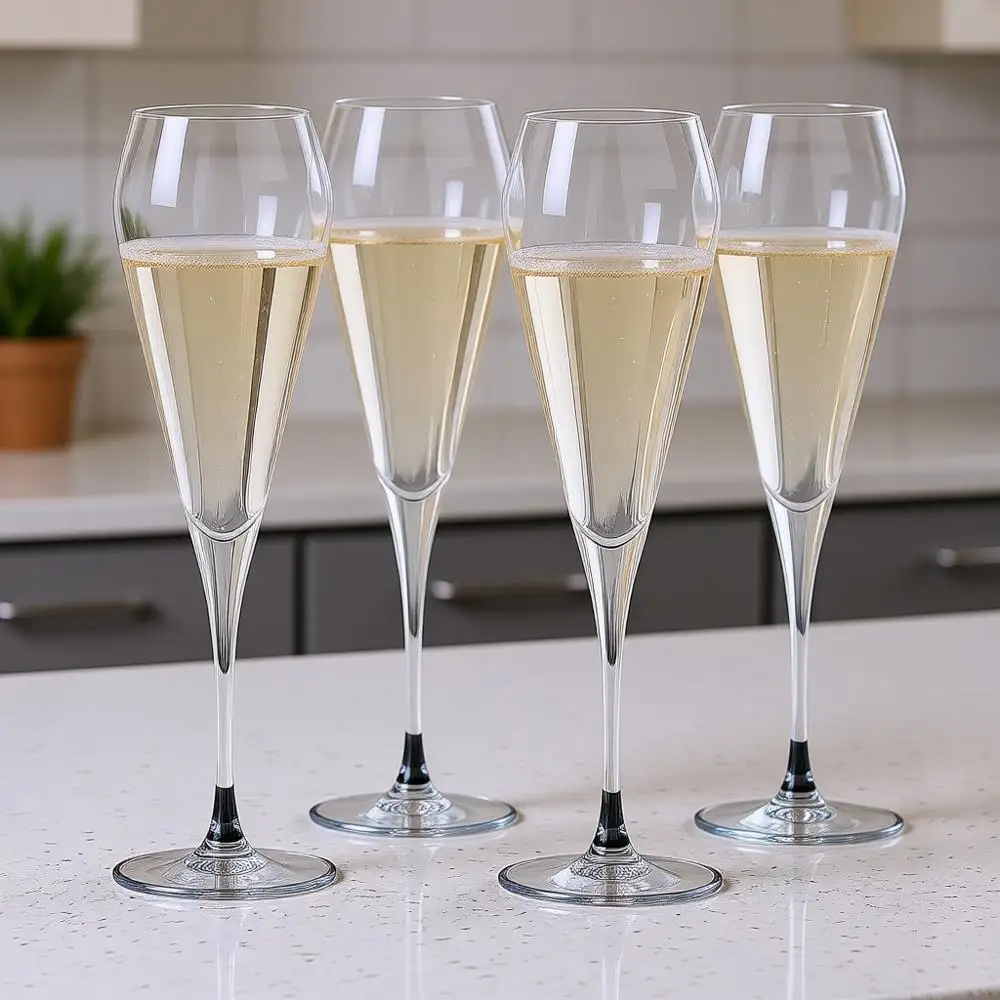 

Champagne Lutes, Elegant Crystal Glasses Set, Perfect for Prosecco, Sparkling Rose, Mocktails, Home Bar Accessories, Housewarmin