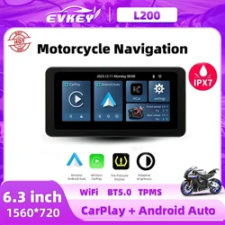 EVKEY 6.3 Inch Portable Motorcycles Wireless CarPlay Android Auto Smart Player GPS Navigation TPMS WIFI IPX7