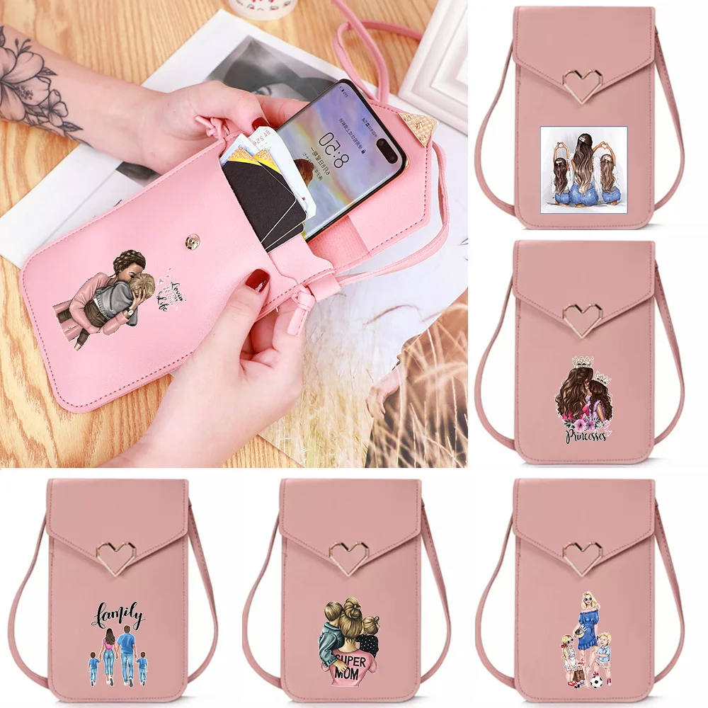 

Сумка для телефона Mom Printing: универсальная, прозрачная, с сенсорным экраном, двухслойная, для повседневного использования, для покупок, через плечо