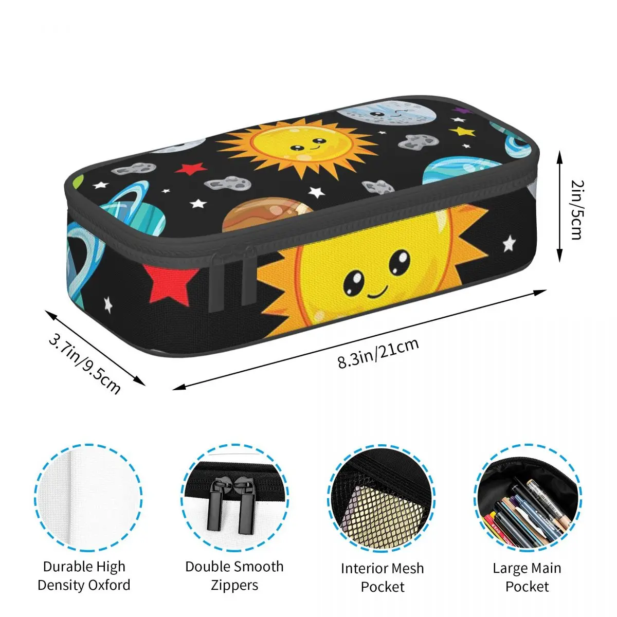 Kawaii Planets Cute Solar System Pencil Case for Studen Gifts Pen Box Pencil Bag Stationery Supplies Pen Holder Bag