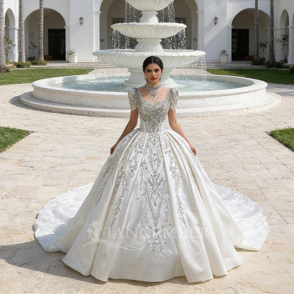

Church Wedding Dresses With Short Sleeves Sheer Neck Wedding Gowns For Women Customized Chapel Brides Dresses свадебное