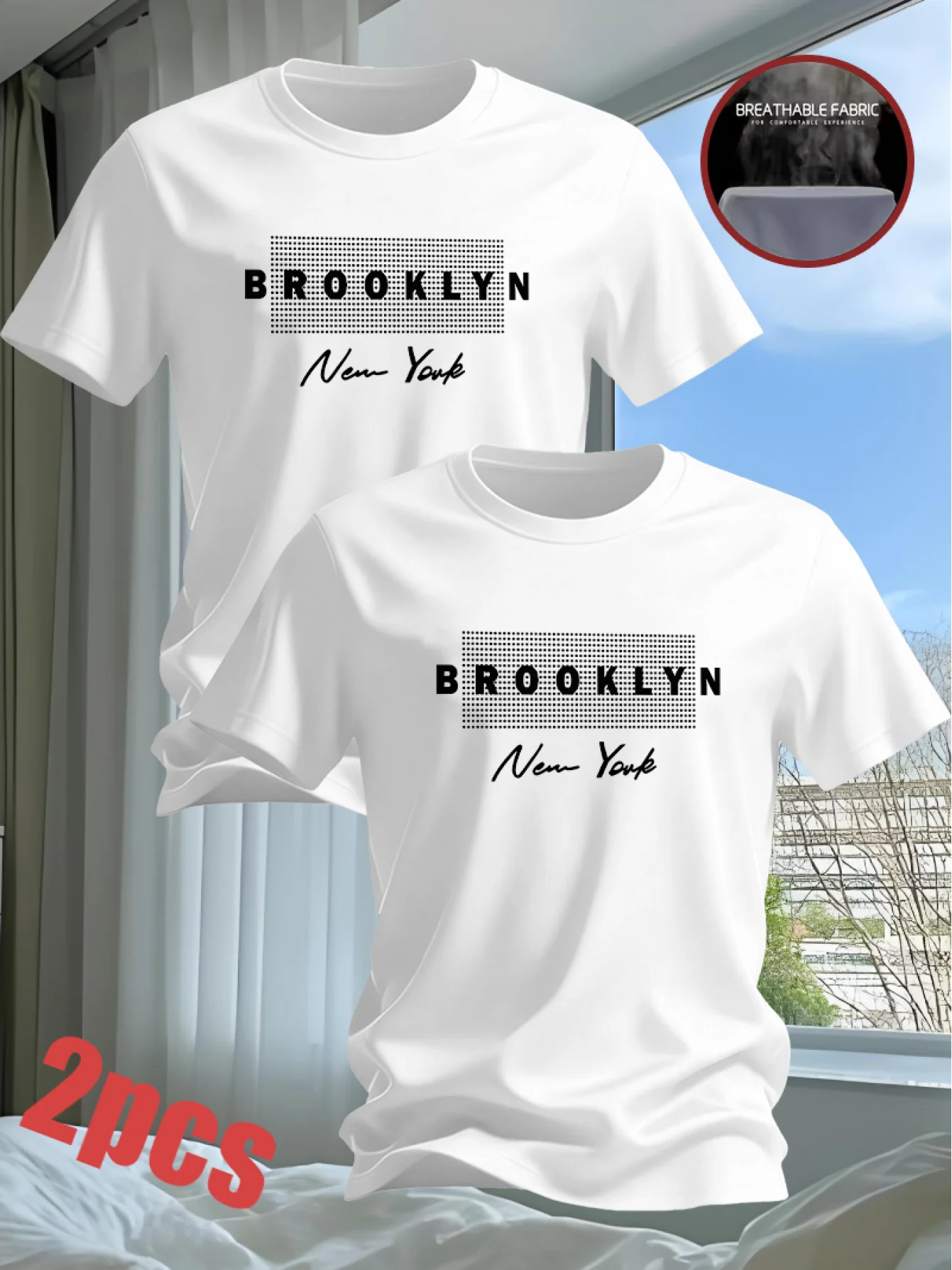 Promotional pack of 2 men's summer short-sleeved shirts Quick-drying and breathable shirts with fashionable patterned prints