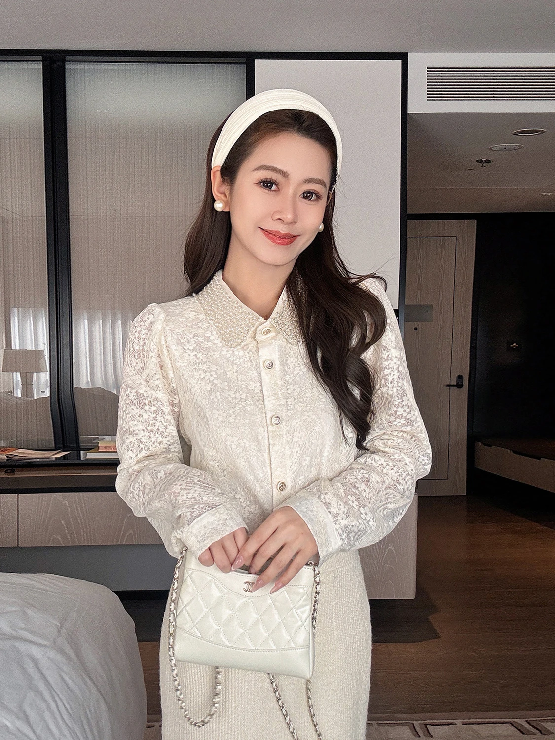 

Faionable Lace Base irt Women's Premium Winter Top New Year's Sle Long Sve Knitted Polyester Casual Wear for Teens