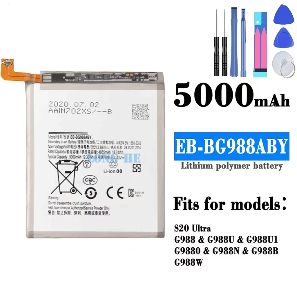 For Samsung S20 Ultra EB-BG988ABY original battery, mobile phone battery replacement, send tools