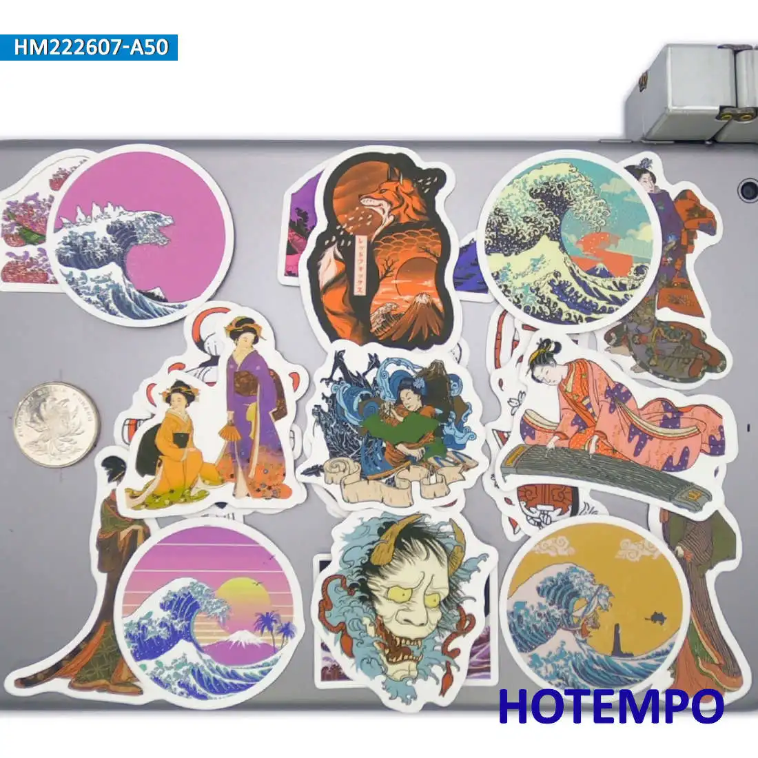 50PCS Japan Ukiyo-e Painting Art Pattern Waterproof Sticker for Laptop Phone Suitcase Skateboard Bike Motorcycle Car Sticker Toy