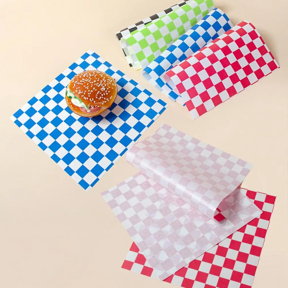 Buns Wrapping Papers Classic Checkered Deli Paper Sheets for Food Baskets Sandwich Wrapping 50pcs Grease Resistant Wax for Bbqs