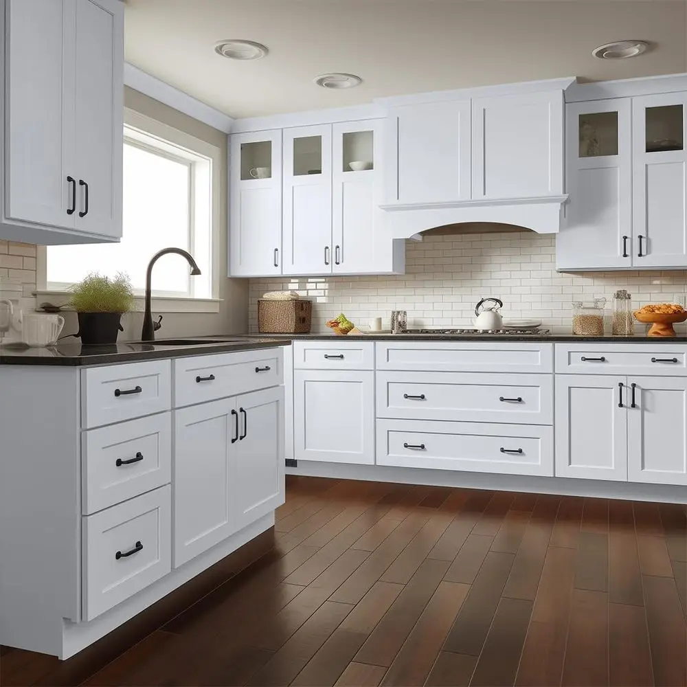 Solid Wood & Plywood 3-Drawer Base Cabinet with Soft-Close Glides, 24W x 24D x 34.5H, White Kitchen Storage