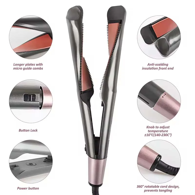 Ferro da stiro attorcigliato 2 in 1 Ferro da stiro e arricciacapelli Bigodino e piastra per capelli in ceramica LCD Bigodino per capelli magico