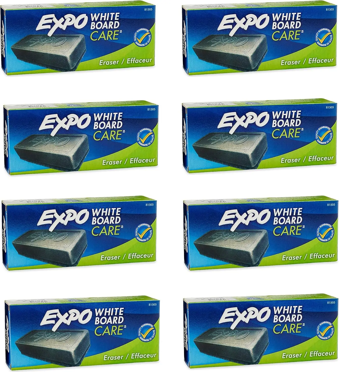 

Dry Erase Whiteboard Eraser with Soft Pile, 5 1/8 x 1 1/4 Inches, Pack of 8 for Classroom Office Home