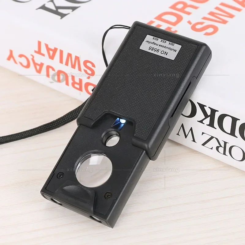 

Magnifying Glass With LED Light, Drawer - type LED, 30X 45X 60X, Handheld Illuminated Magnifier, Jewelry Loupe, Mini Microscope