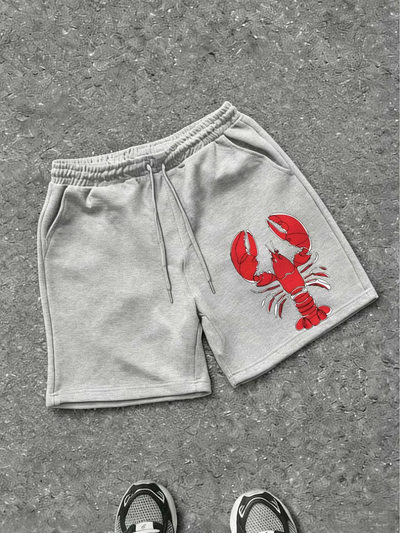 Men's Sports Shorts - Bright Red Lobster Pattern, Jogging Pants, Outdoor Shorts, Moisture Wicking and Breathable