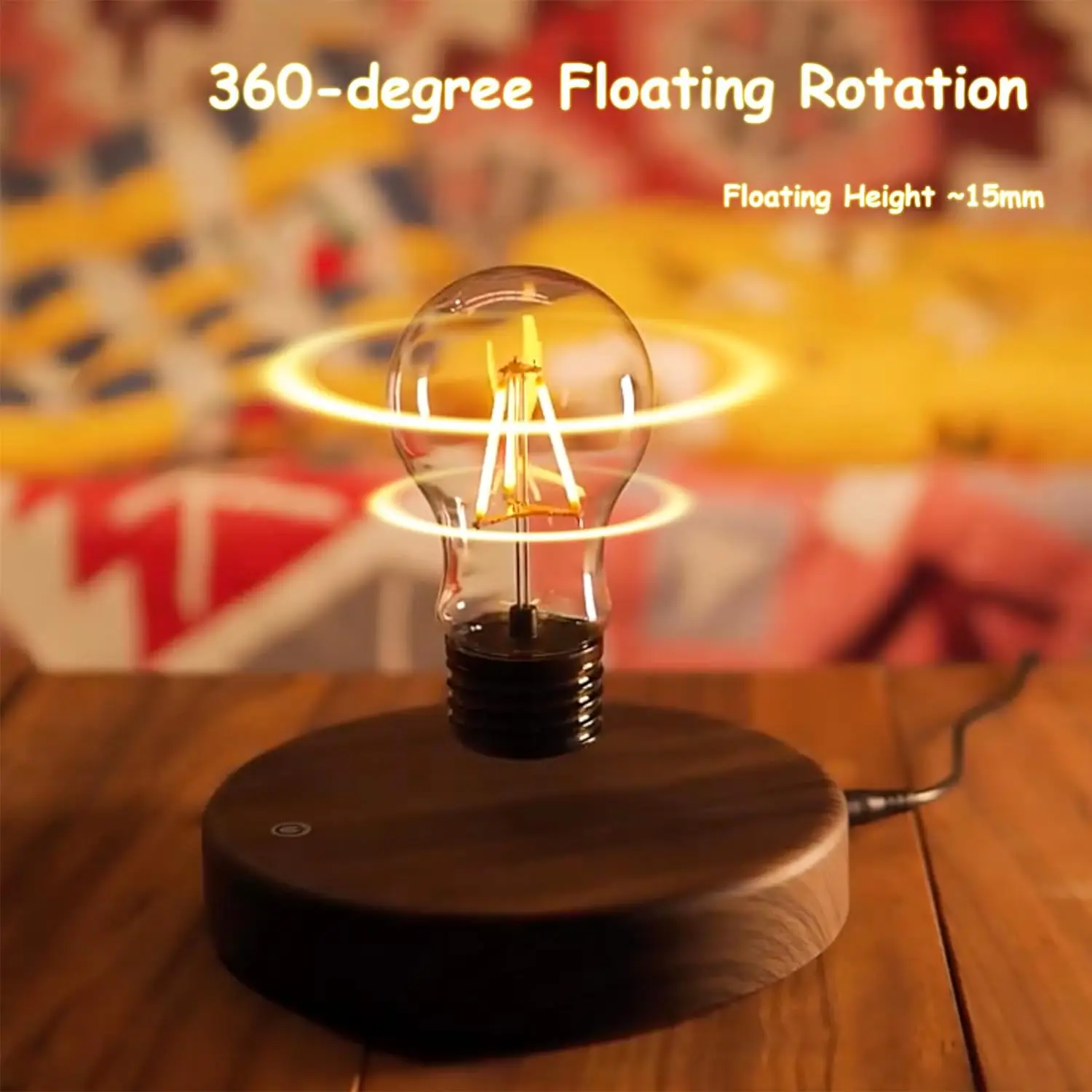 Wireless Levitating Magnetic Floating LED Desk Table Night Light, 360 Degree Automatic Rotate Bulb Lamp for Gifts, Room, Office