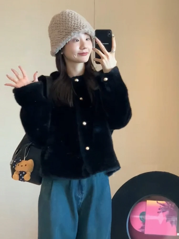 Faux Fur Neck Coats Womens Winter Leather Mixed Thermal Maxi Personality Strap Feminino Daily Classic Hollow Mid-Long Distressed