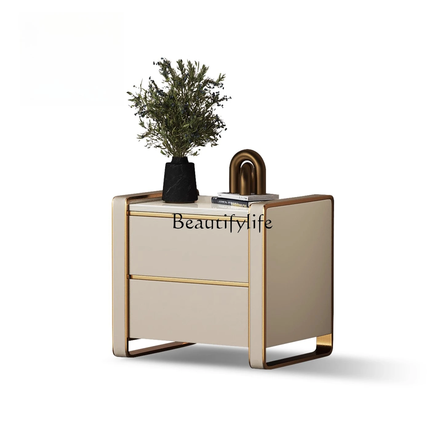 

Light Luxury Minimalist Bedside Table Bedroom High-end Marble Premium Italian Simple Slate Locker