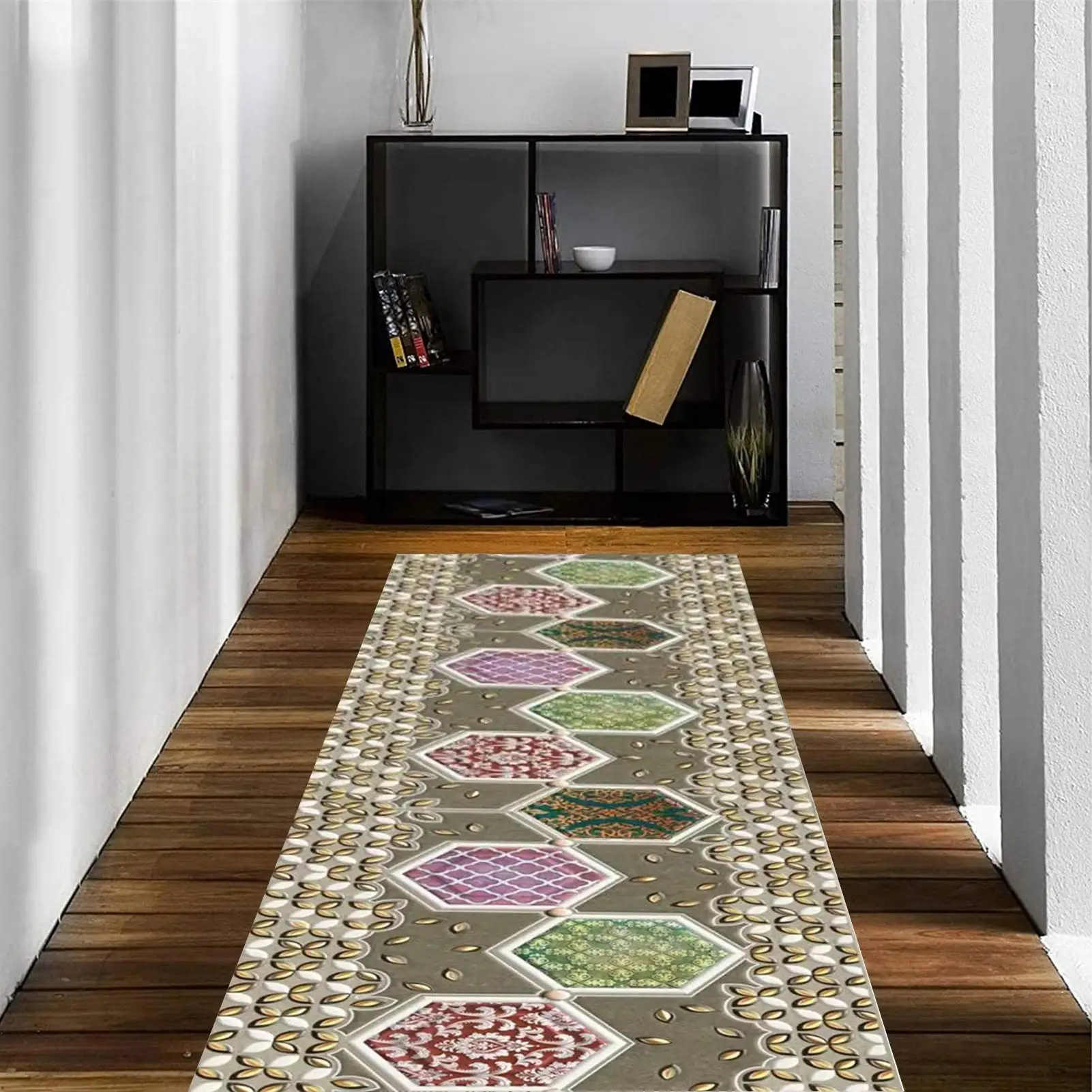 Long Hallway Rugs Carpet,Non Slip Area Rug Bordered Design Soft Cuttable,Used for Living Room Bedroom,Custom Length/a/1
