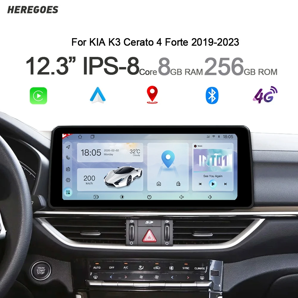 Carplay Android 14 Car DVD Player 8+256GB GPS Radio Navigation Wifi Bluetooth Autoradio For Kia K3 Cerato 4 Forte 2019 2020-2022