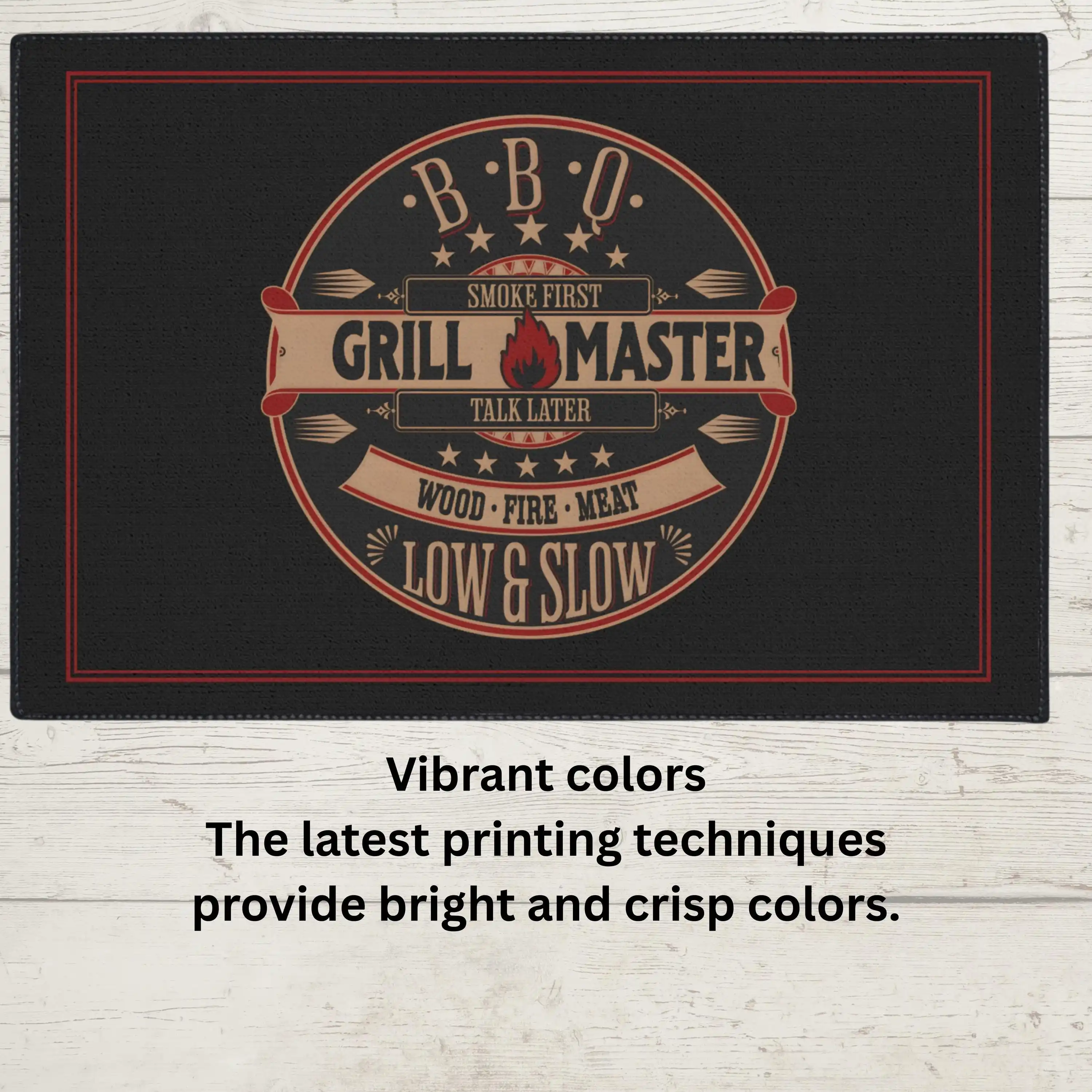 2026 BBQ Grill Mat Vintage American BBQ Grill Master Polyester Doormat Non-Slip Decorative Rug for Backyard Grill Area