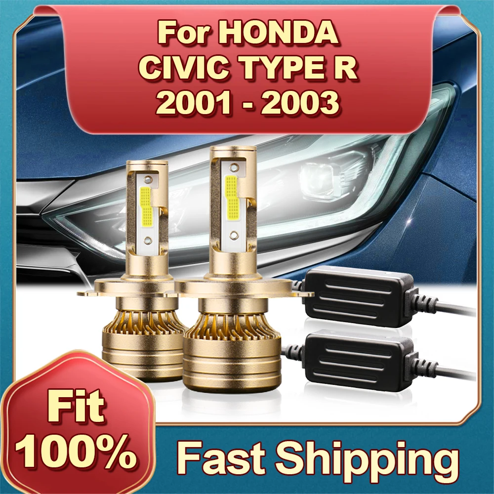 

2Pcs High Brightness HiLo Beam Canbus H4 LED Car Headlight 46000LM 6000K For HONDA CIVIC TYPE R 2001 2002 2003