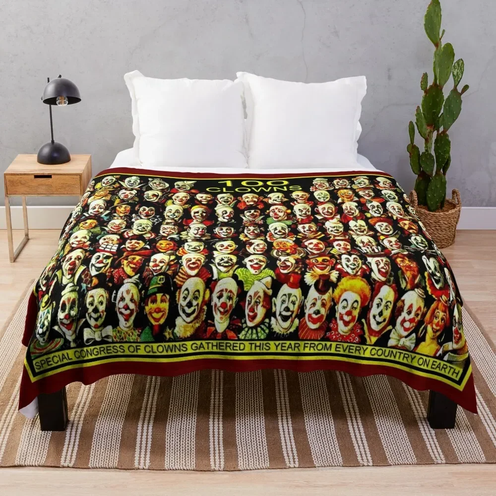 

CLOWN CONGRESS; Vintage Circus Advertising Print Throw Blanket Bed Loose funny gift christmas gifts Blankets