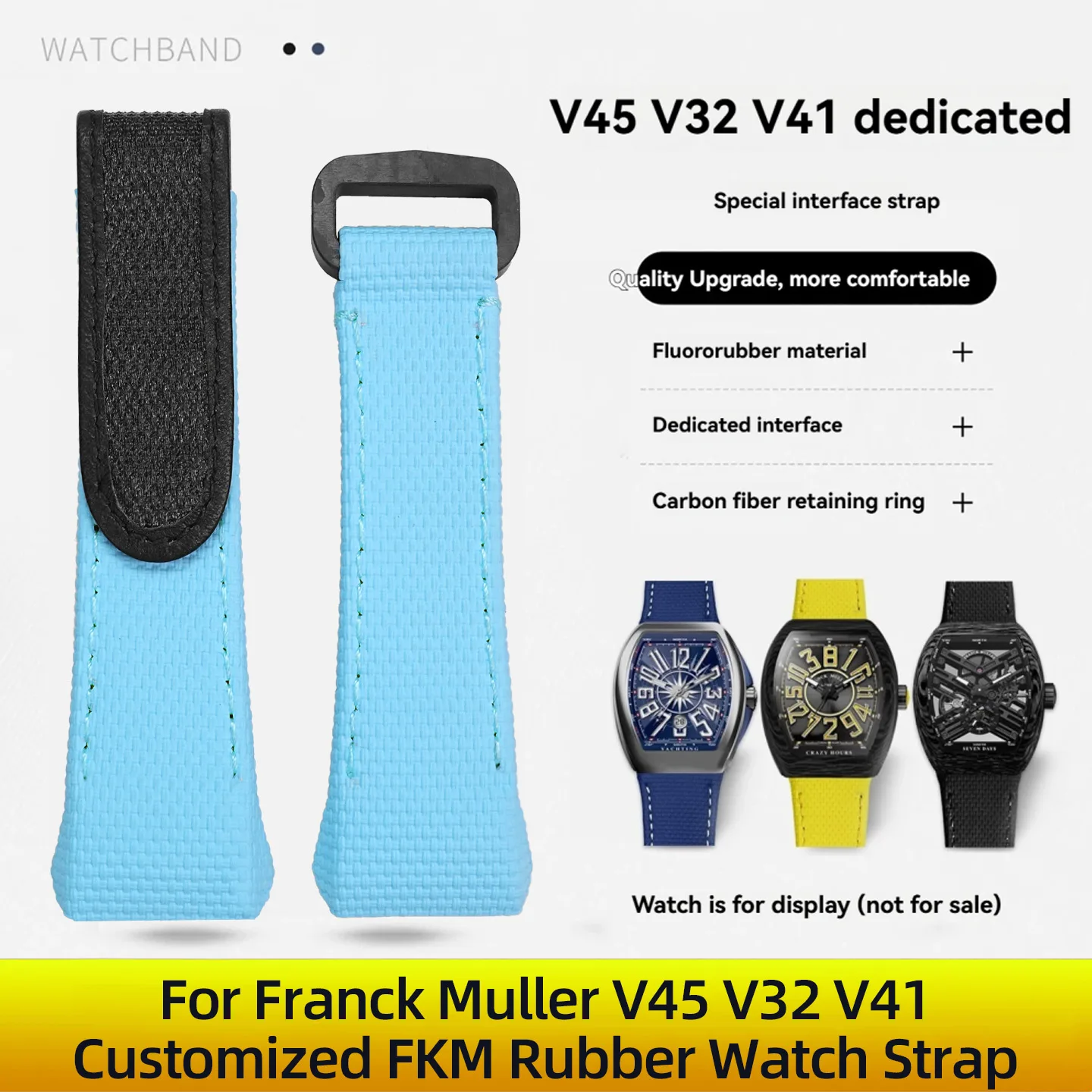 For Franck Muller V45 Watchband Fluororubber Rubber Strap V45 V32 V41 Series Customized FKM Rubber Watch Strap Men's Bracele