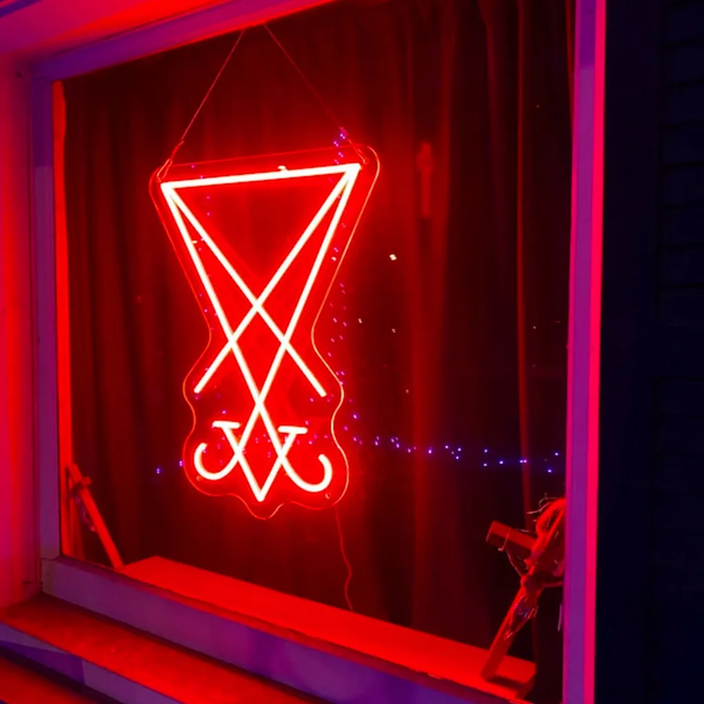 

Sigil of Lucifer Neon Sign, Occult Symbol Satanism Led Neon Light, Satanic Sign Occult Gothic Art Neon Sign Room Decoration