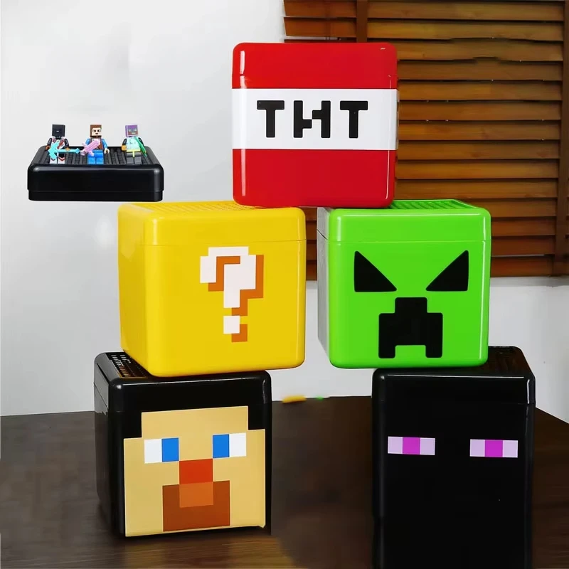 Magnetic Building Blocks TNT Storage Box Snack Toy Block Storage Bucket Plastic Organizer Container DIY Assembly Toys For Kids