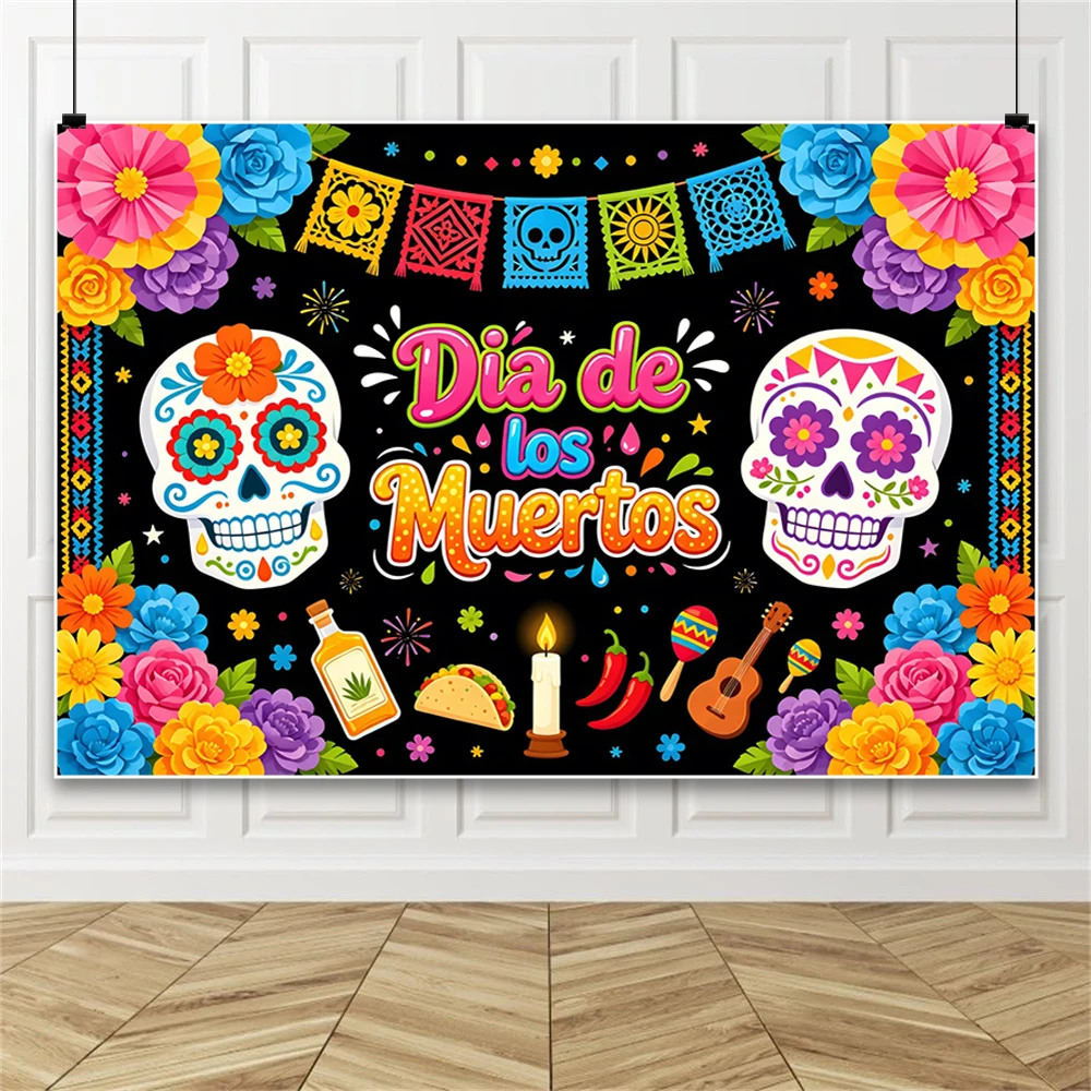 Mexican Carnival Party Photography Background Fiesta Cinco DeMayo Wedding Birthday Day of The Dead Decor Photo Backdrop Studio