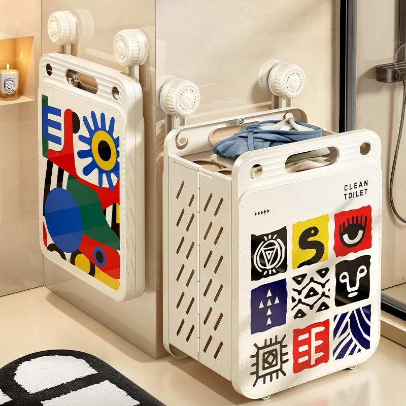 

Suction Cup Laundry Basket, Household Foldable Dirty Clothes Basket, Clothing Storage Basket