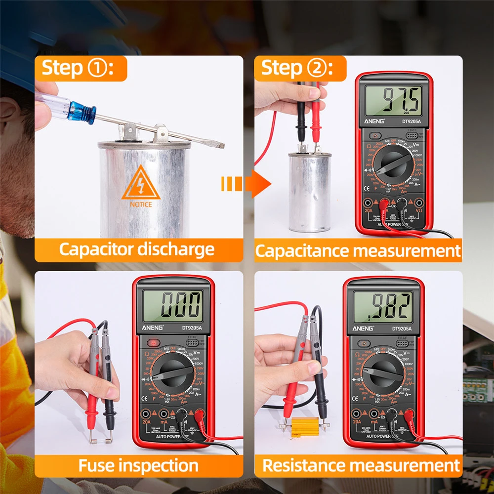 ANENG DT9205A Digital Multimeter AC/DC Transistor Tester Electrical NCV Test Meter Profesional Analog Auto Range Multimetro