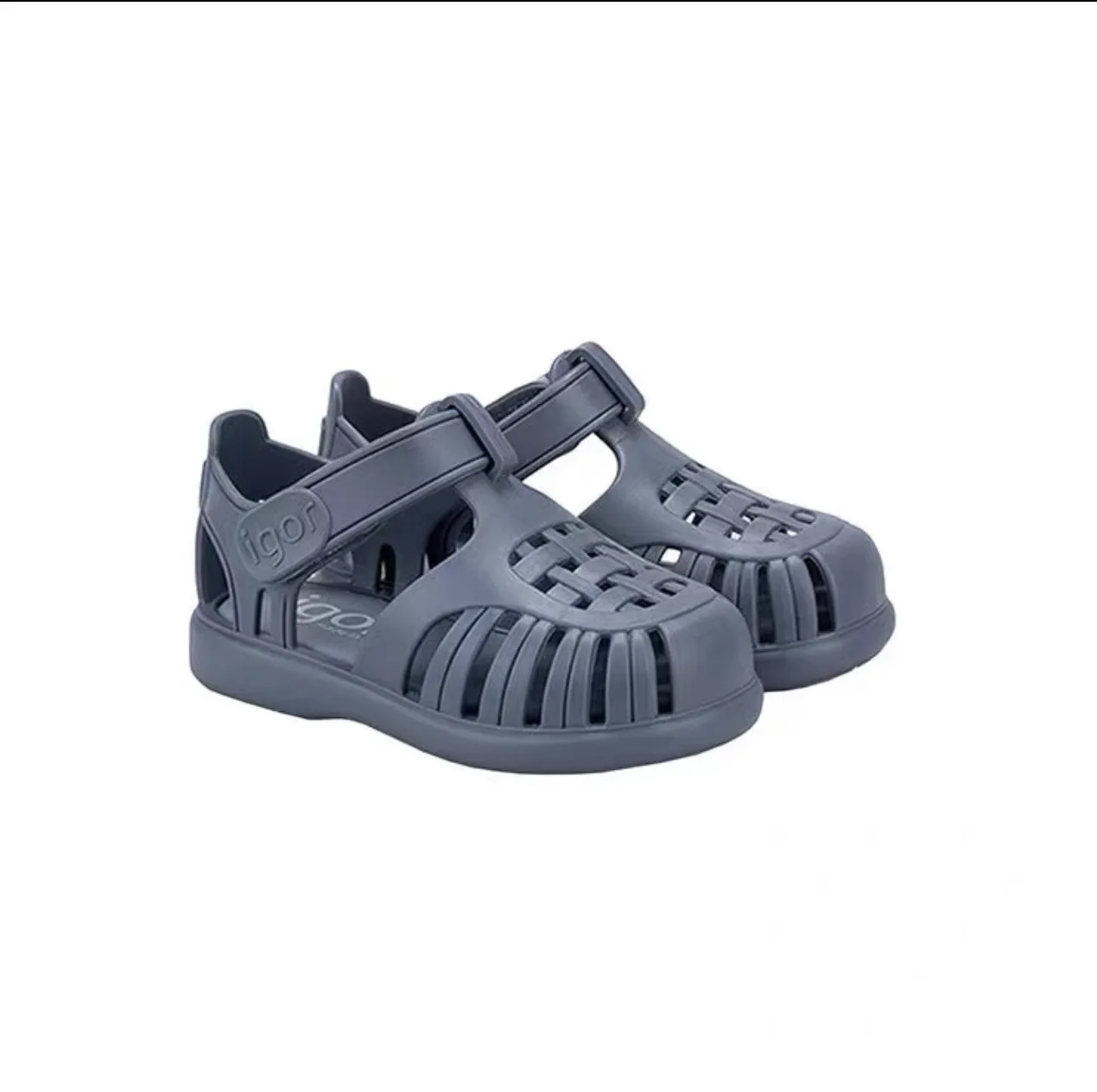 Sandalias romanas Baotou para niños y niñas, zapatos de playa con Velcro, Color sólido, informales, de diseñador, Verano