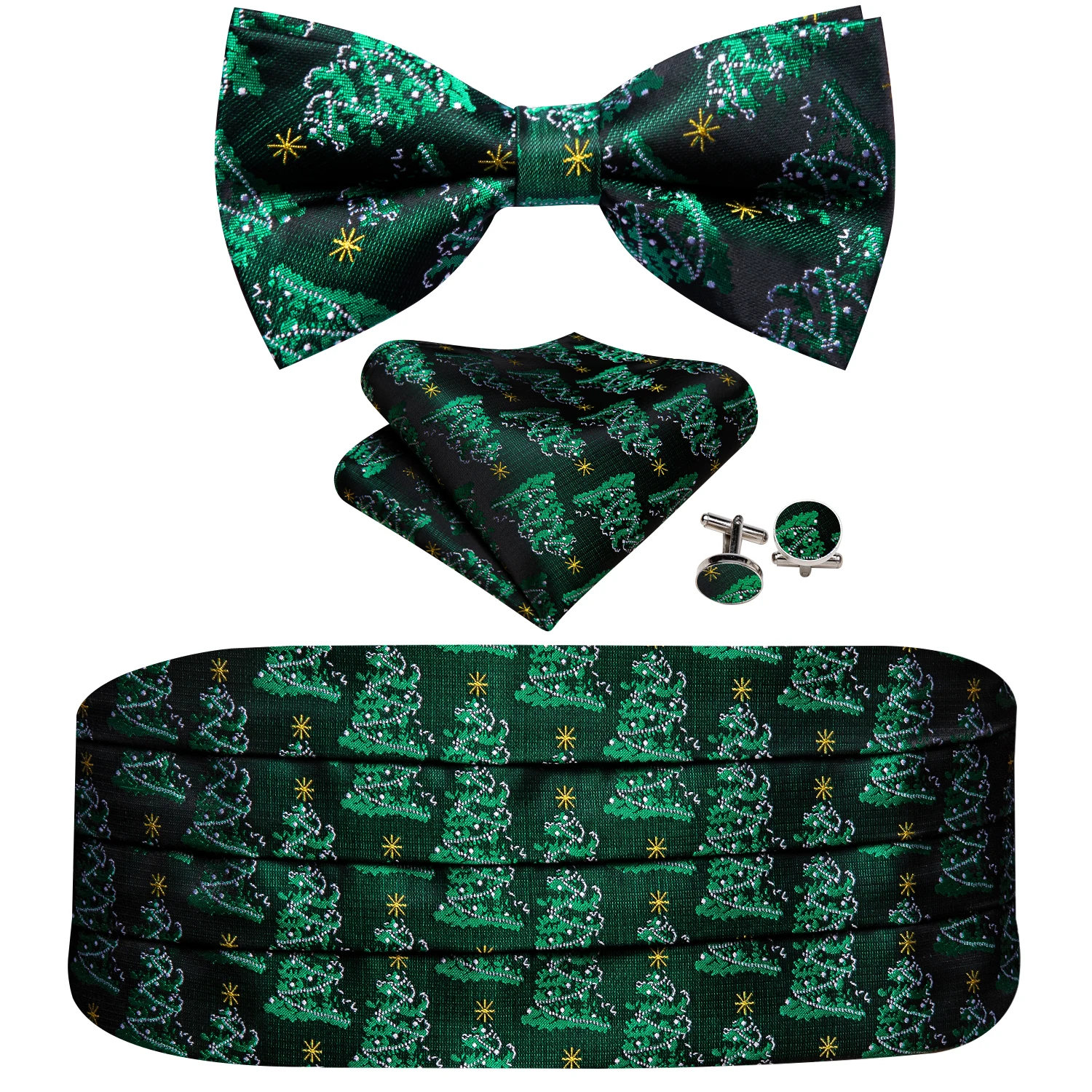 

Classic Red Green Cummerbund Set Luxury Designer Paisley Bowtie High Quality Handkerchief Cufflinks Business Party Barry.Wang
