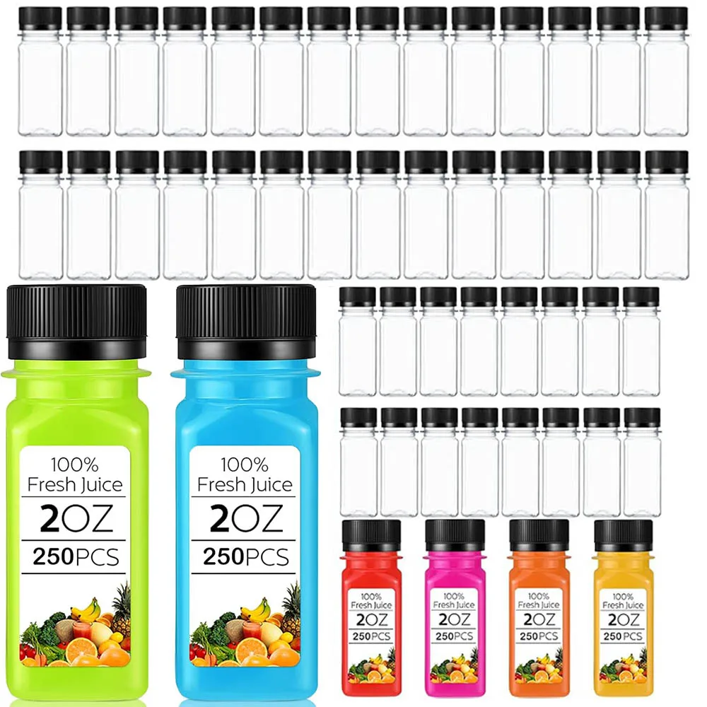 

2oz Plastic Bottles Mini Juice Bottle with Screw Lid Small Empty Reusable Liquid Vial Drinking Beverage Container Freezer Safe