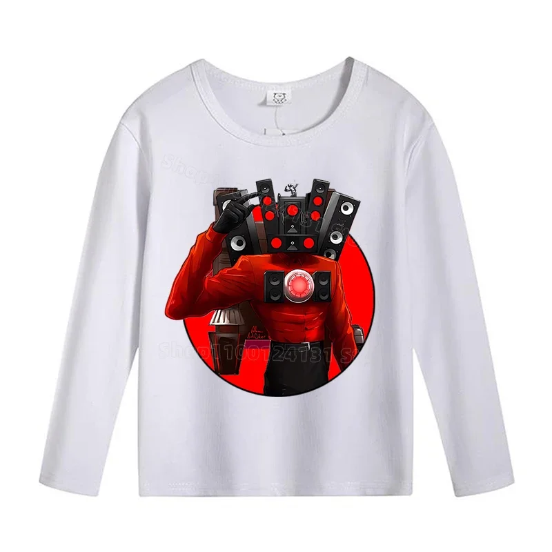 Skibidi Toilet Clothing for Boys Children Long Sleeve T-shirt Cotton Anime Clothes Tee Comfortable Tops Cartoon Base Shirt Gifts