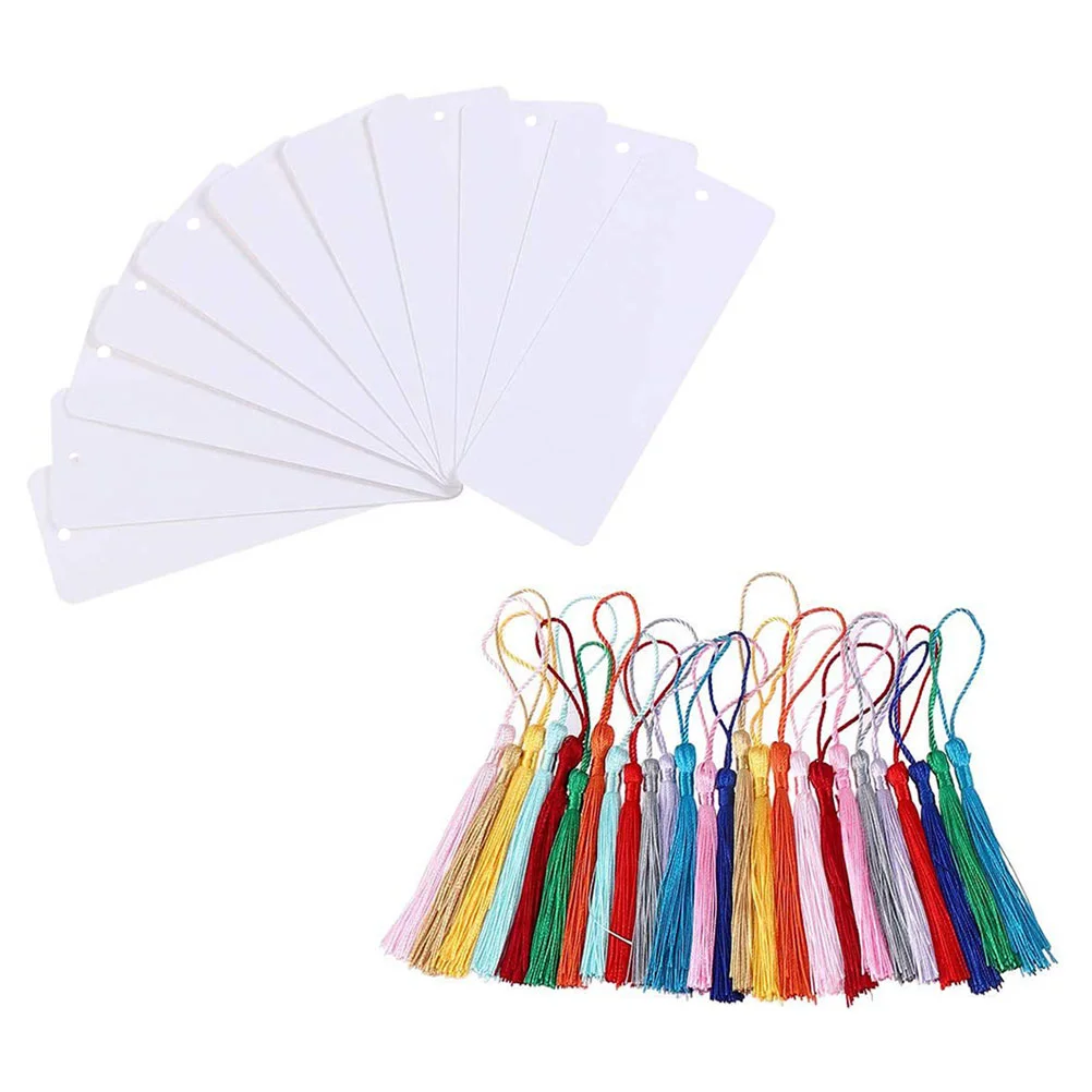 48 PCS The Gift Bookmark Graduation Unfinished Bookmarks Handmade DIY Blank Paper Manual Tassel Students White