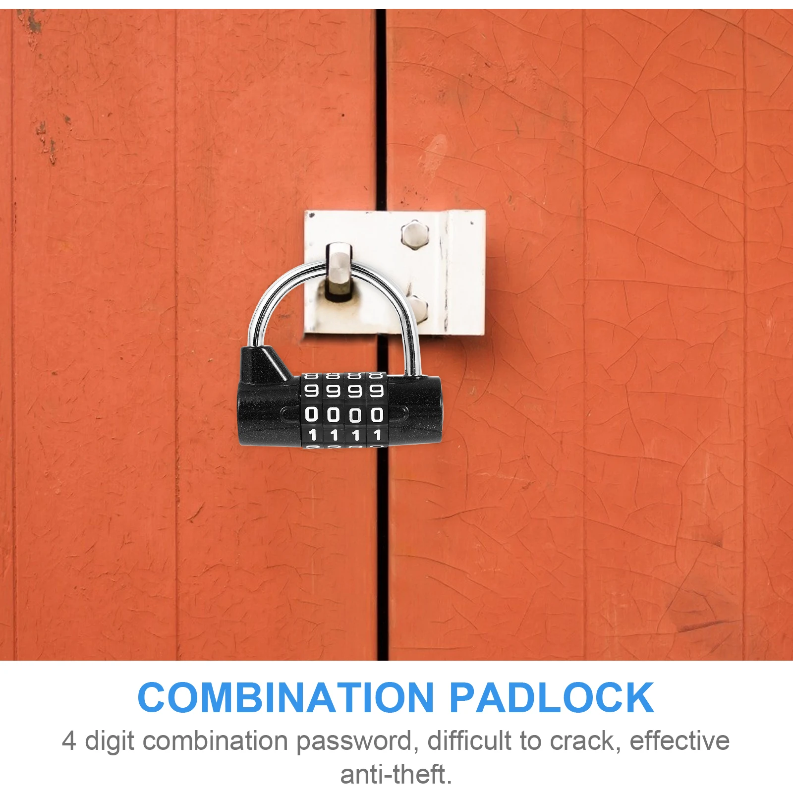 

Zinc Alloy 4 Combination Padlock Durable Security Lock for Letter Boxes Drawers Metal Cabinets Office School Lockers