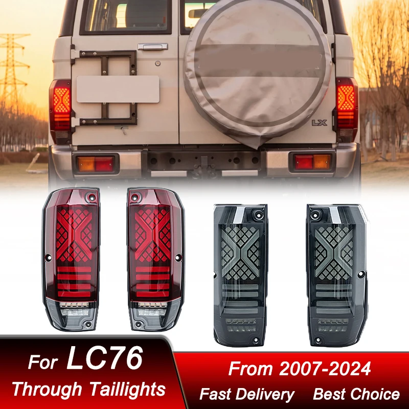 Car Tail Lights For TOYOTA Land Cruiser LC76 LC77 LC78 07-24 Upgrade LED Tail Lamp Dynamic Turn Signal Light Tail Lamp Assembly
