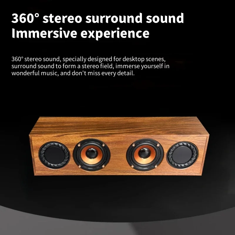 Altoparlanti Bluetooth in legno Subwoofer wireless portatile Mega Bass Computer di casa Echo Soundbar da parete HiFi Stereo TF AUX U Disco