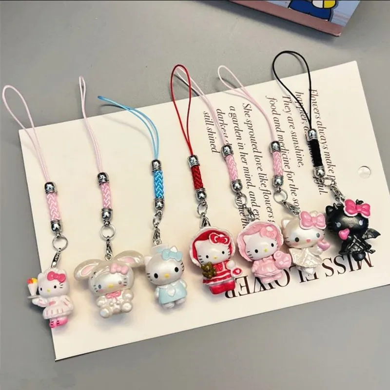 Sanrio Kawaii Hello Kitty Phone Case Pendant Lanyard for iPhone Samsung Huawei Xiaomi Girl Bag Car Key U disk Hanging Rope