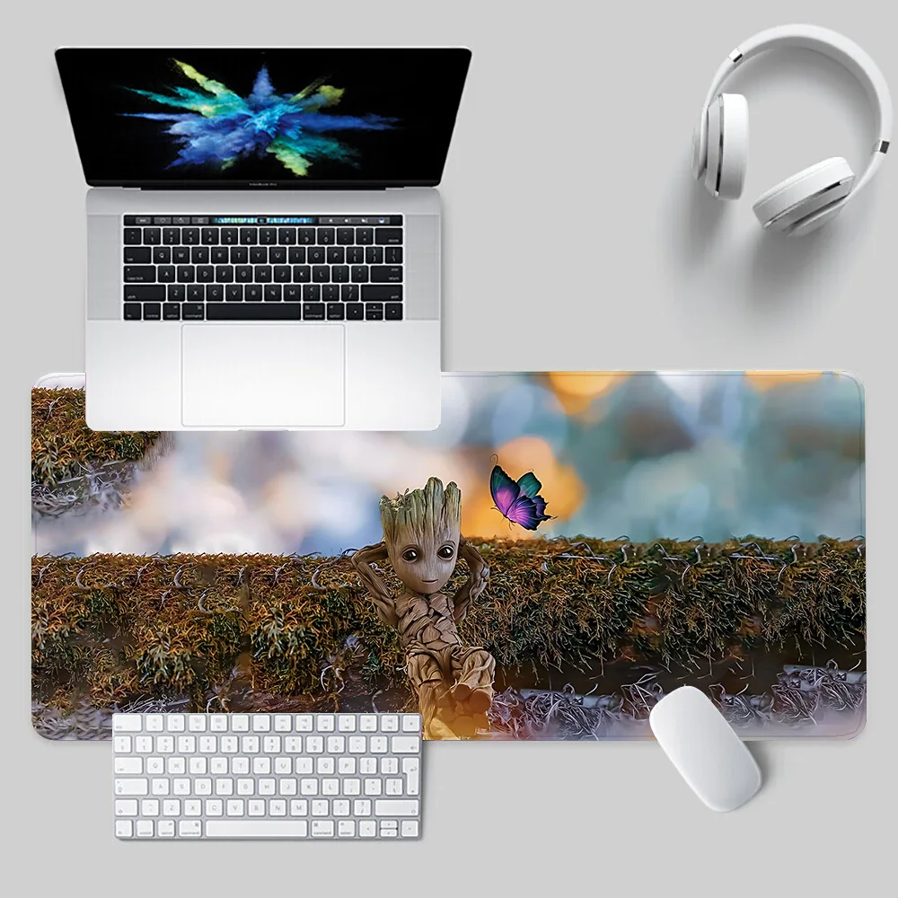 Baby Groots Mousepad HD-Druck Computer Gamer Locking Edge Rutschfestes Mauspad XXL90x40cm Tastatur PC Schreibtischunterlage
