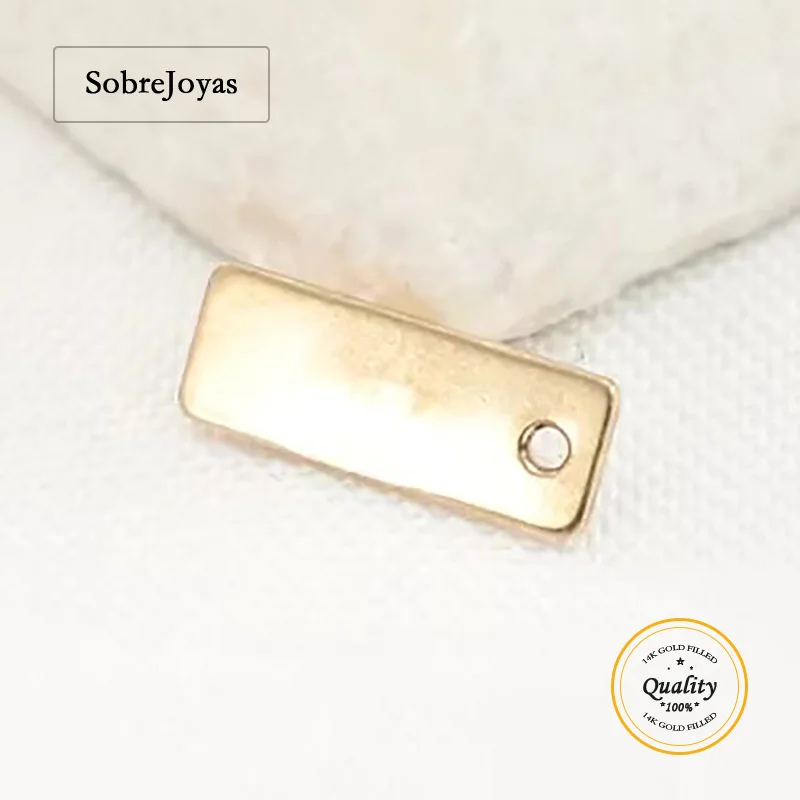 

Прямоугольный шарм-подвеска из 14-каратного золота, разъем для ожерелья, устойчивый к потускнению ювелирный фурнитура «сделай сам», оптовая продажа