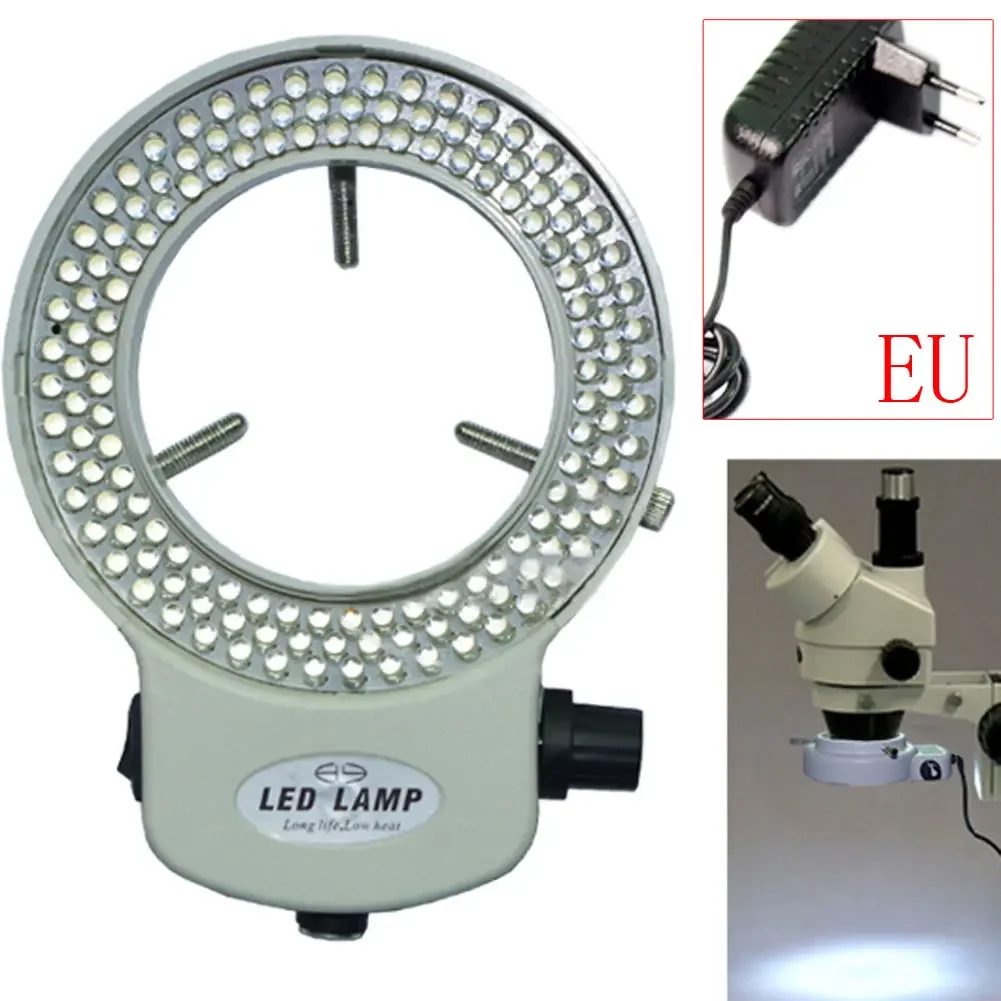 Adjustable 144 LED Ring Light Lamp backlight Illuminated for Industry Stereo Microscope Camera Magnifier AC 100~240V