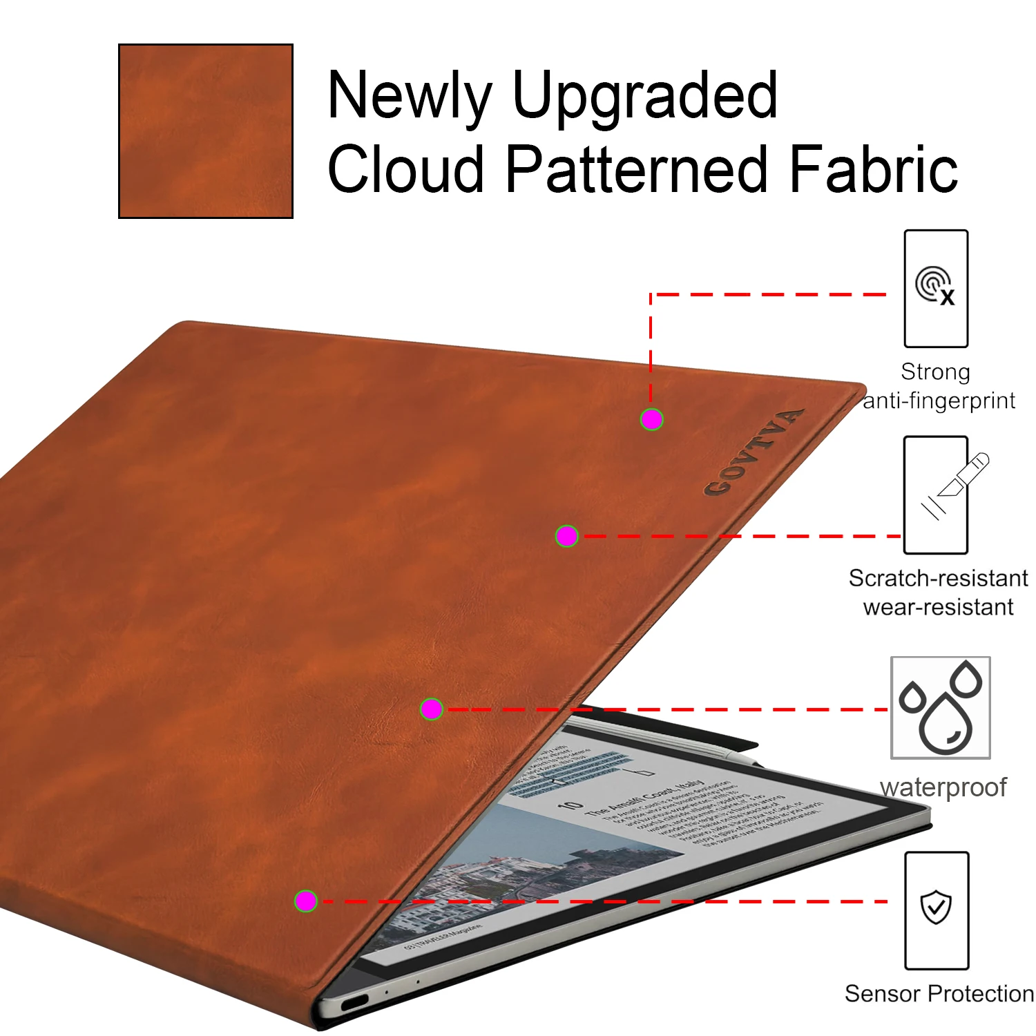 Magnetyczne etui na 13,3-calowy Onyx Boox Tab X C Color/Boox Note Max Ultra-cienka osłona stojaka z magnetyczną klamrą na długopis, automatyczne usypianie/wybudzanie — zdjęcie produktu 4