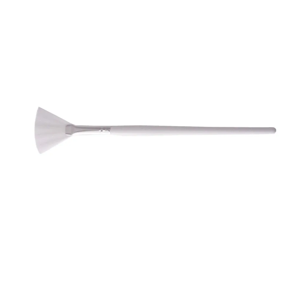 Cepillo de máscara con forma de abanico de mango largo de madera blanca, mascarilla Facial profesional para el cuidado de la piel, herramienta de bricolaje, ligero y suave