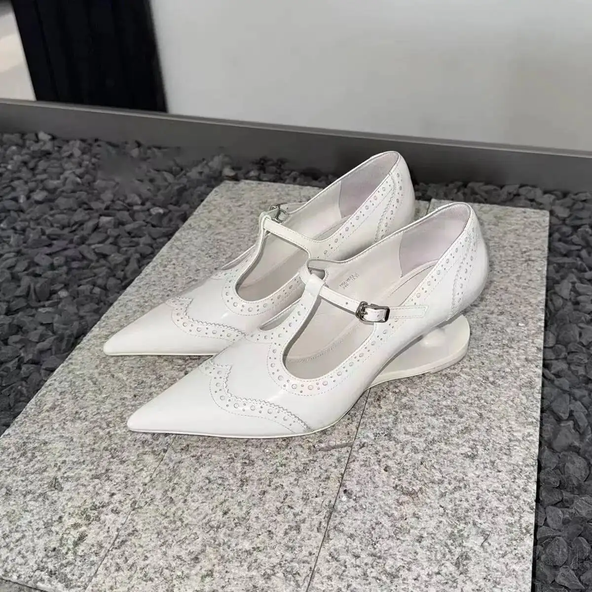 

Женские черные кожаные туфли-лодочки Sheos на высоком каблуке с острым носком, женские элегантные офисные туфли на шпильке с открытой пяткой