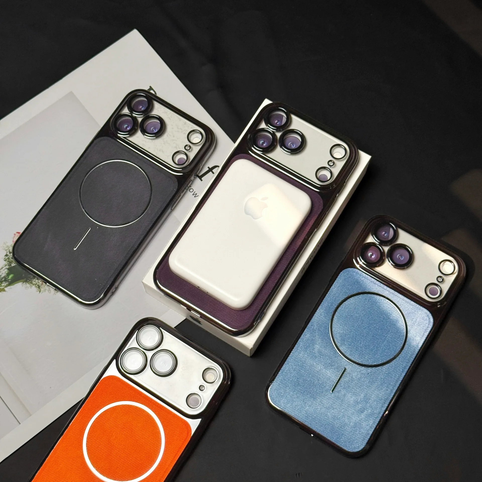 

case for 17 16 15 14 13 pro max All-in-one lens film denim pattern shock proof protective cover Anti-Fingerprint tough shell