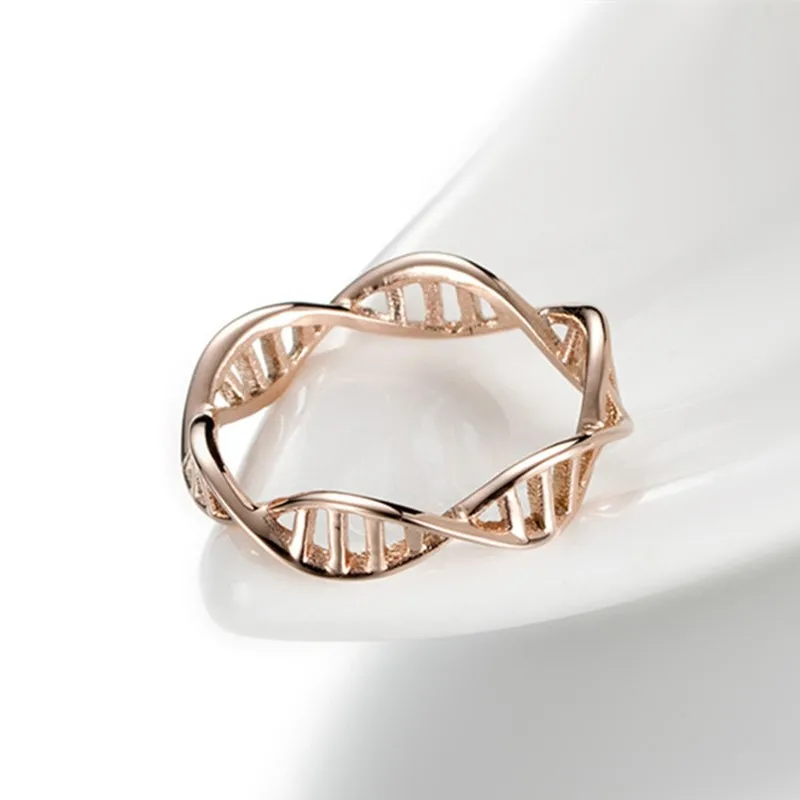 Stainless Steel DNA Double Helix Twist Ring for Women Men Size 5-10